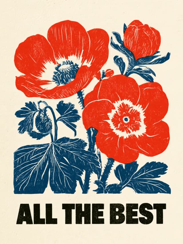 Leaving Card with Bold Poppies kaart