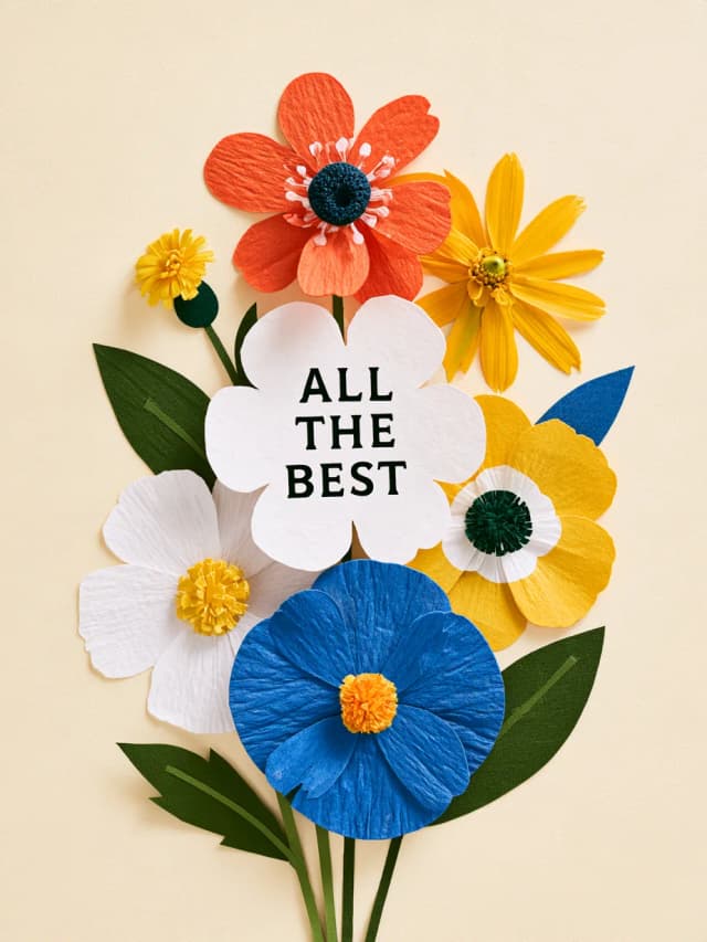 Kartu Good Luck Card with Paper Flowers
